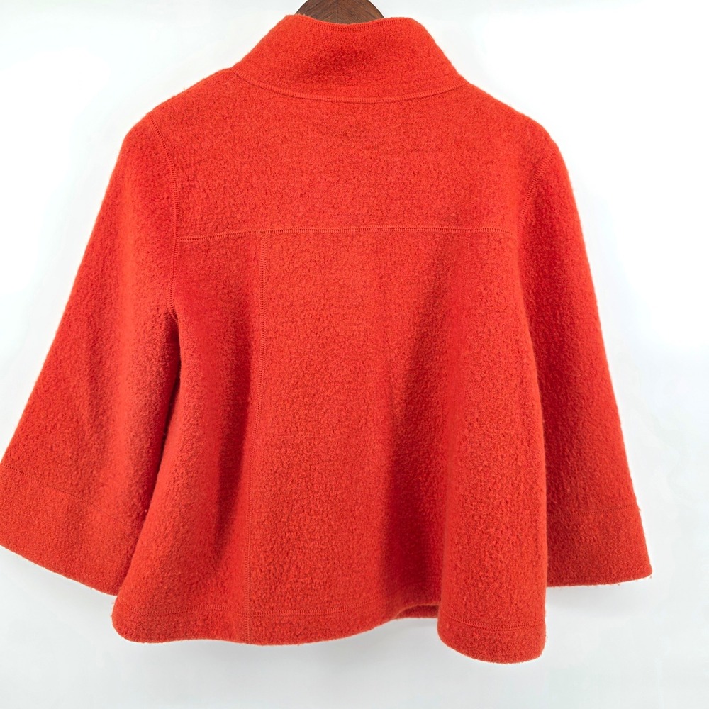 SANDRO Med Orange Wool Collarless Button Front‎ Cropped Jacket Boho Gypsy - Picture 3 of 9